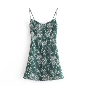 - Green floral suspender A-line dress  GEU1301