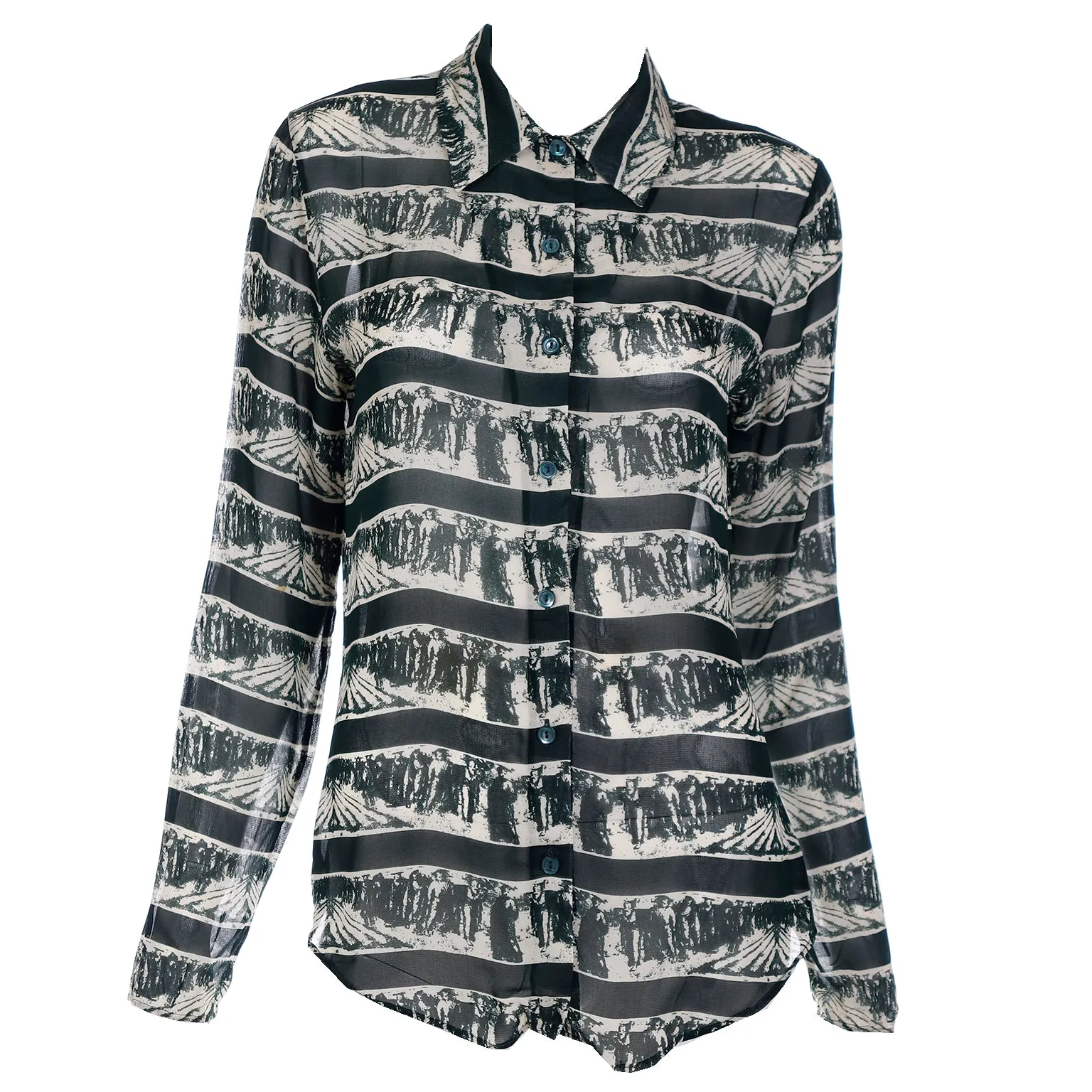 1990s Jean Paul Gaultier Working Men Print Button Down Shirt