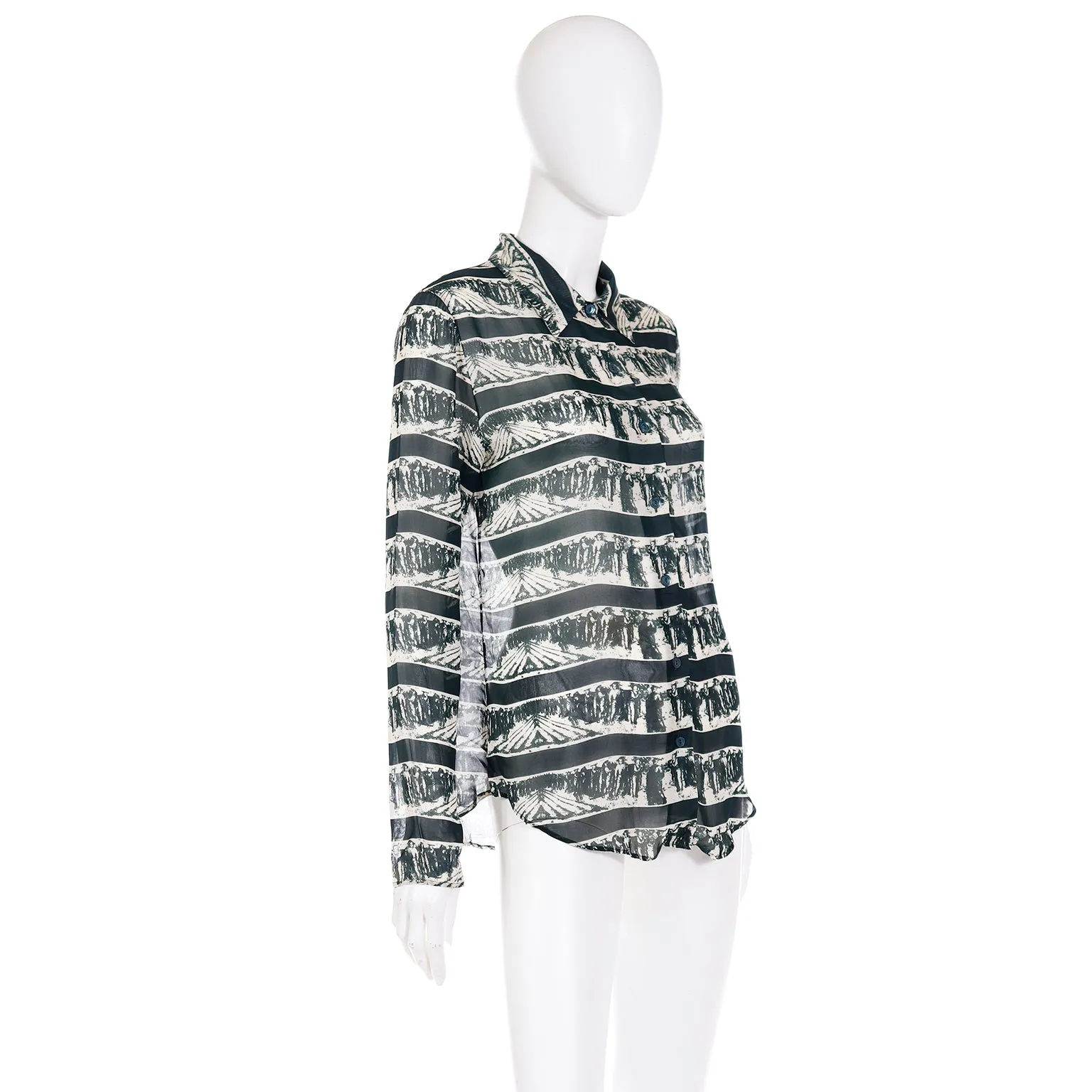 1990s Jean Paul Gaultier Working Men Print Button Down Shirt