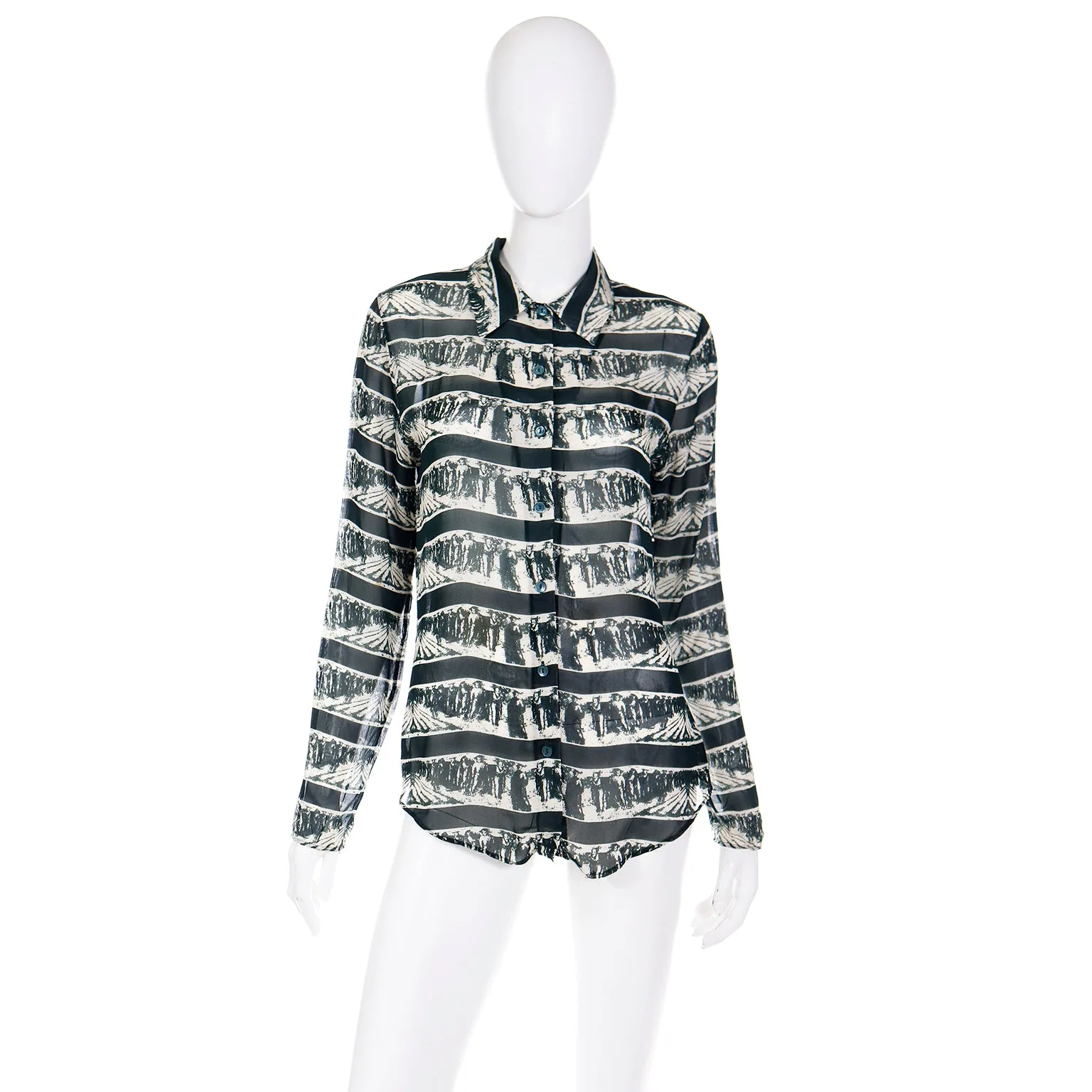 1990s Jean Paul Gaultier Working Men Print Button Down Shirt