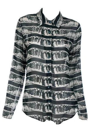 1990s Jean Paul Gaultier Working Men Print Button Down Shirt