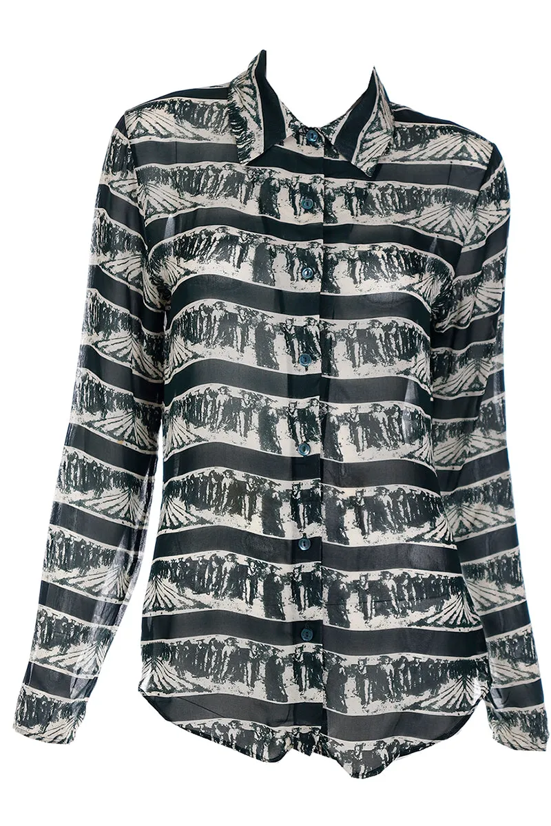 1990s Jean Paul Gaultier Working Men Print Button Down Shirt