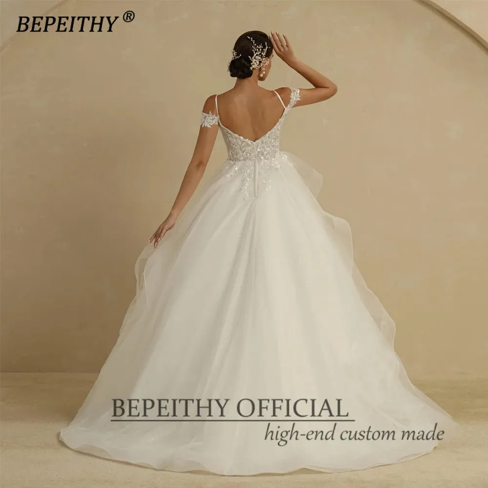 A Line Ivory Wedding Dresses For Women Bride Off The Shoulder