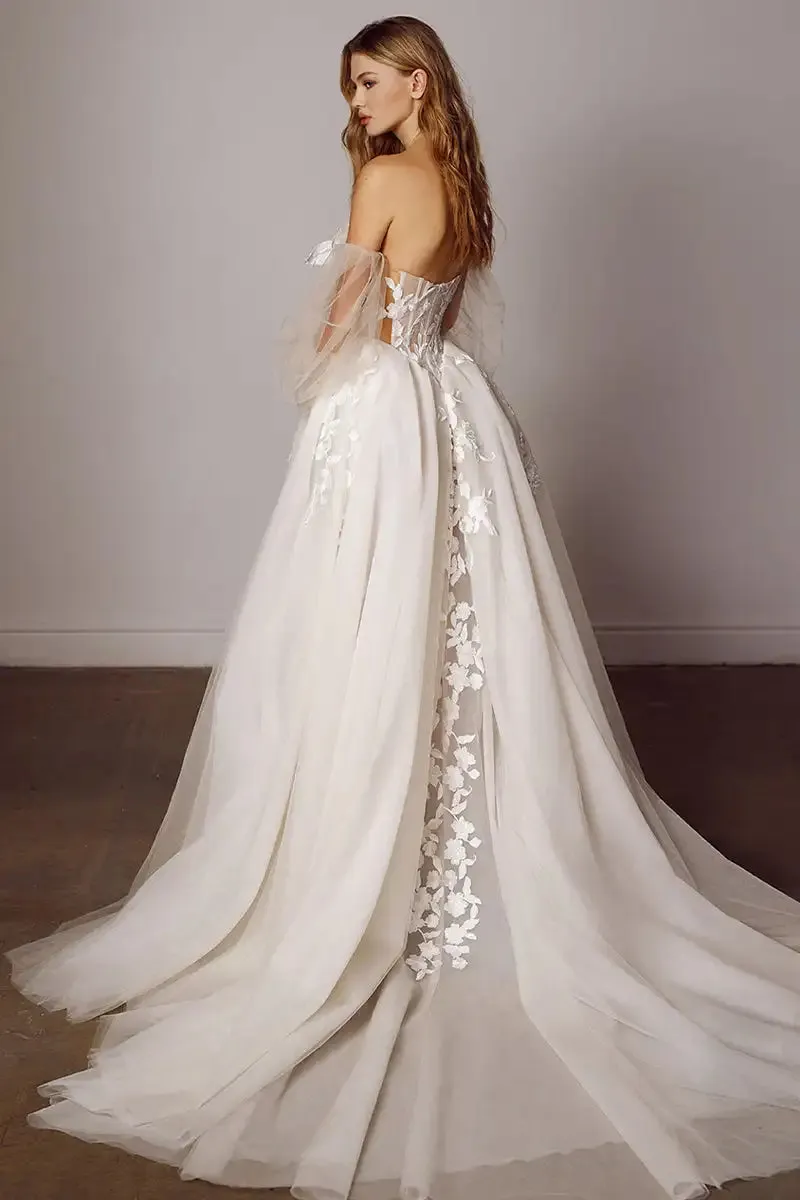 A-line Wedding Dress for Women Vestidos Novia Backless Beach Bridal Gowns