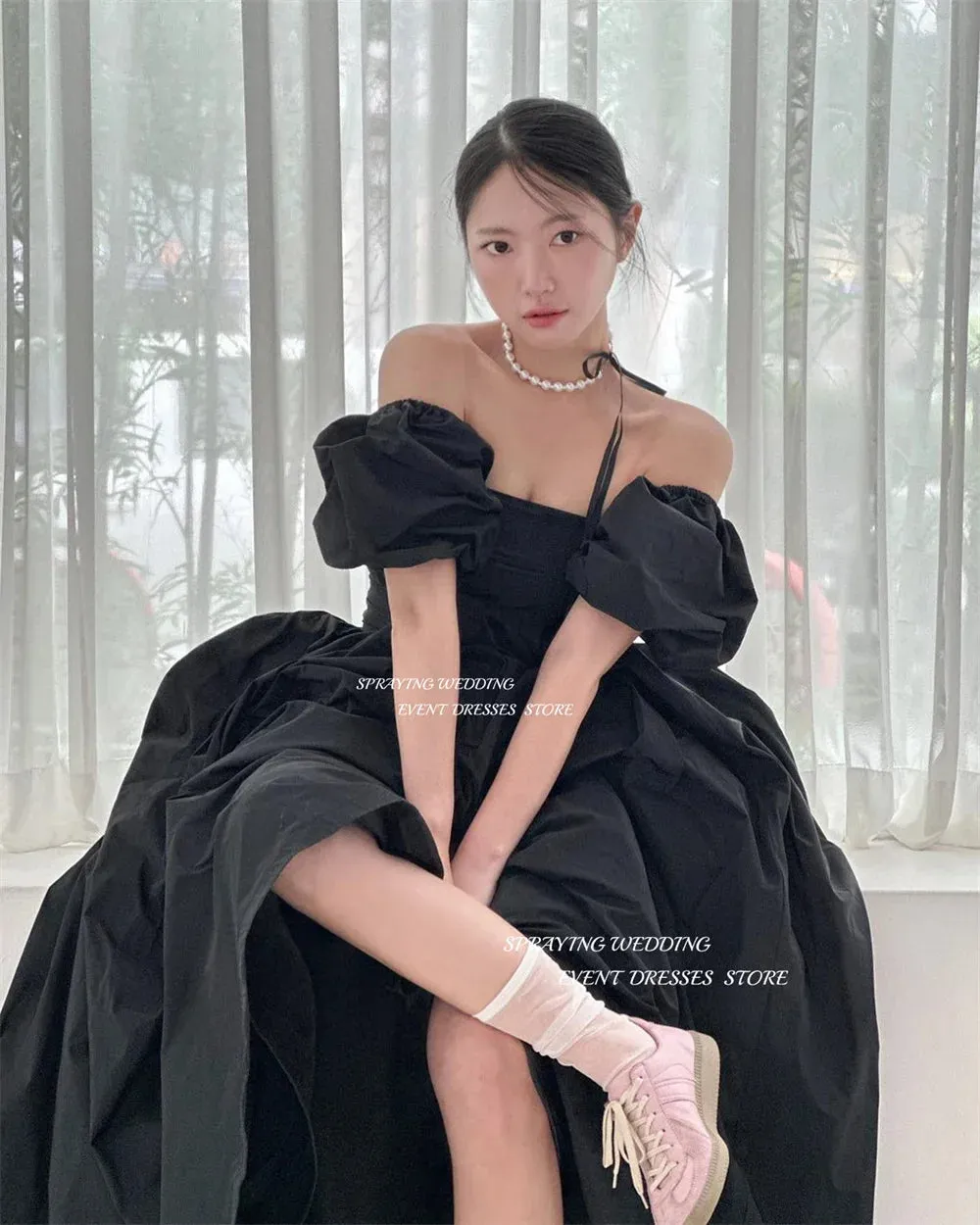 A Line Wedding Dress Taffeta Remove Sleeve Strapless Bridal Gown