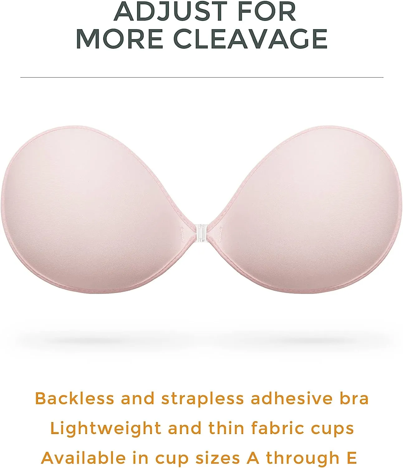 Adhesive Waterproof Push-up Reusable Self Silicone Bra Light Pink