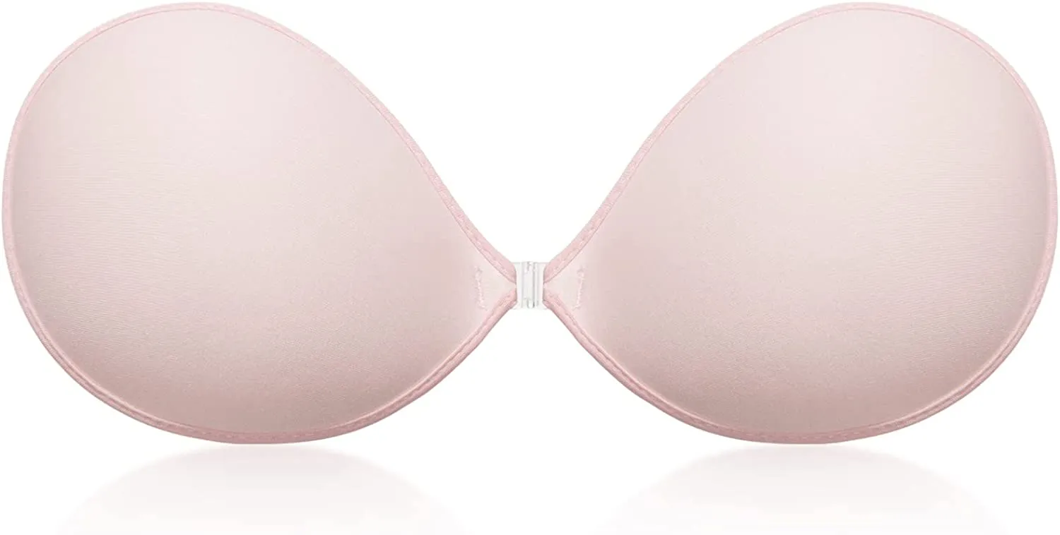 Adhesive Waterproof Push-up Reusable Self Silicone Bra Light Pink
