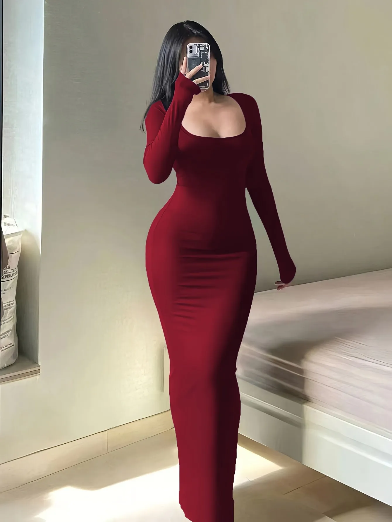 Anaís® | Elegant Autumn Dress With A-Line And Long Sleeves