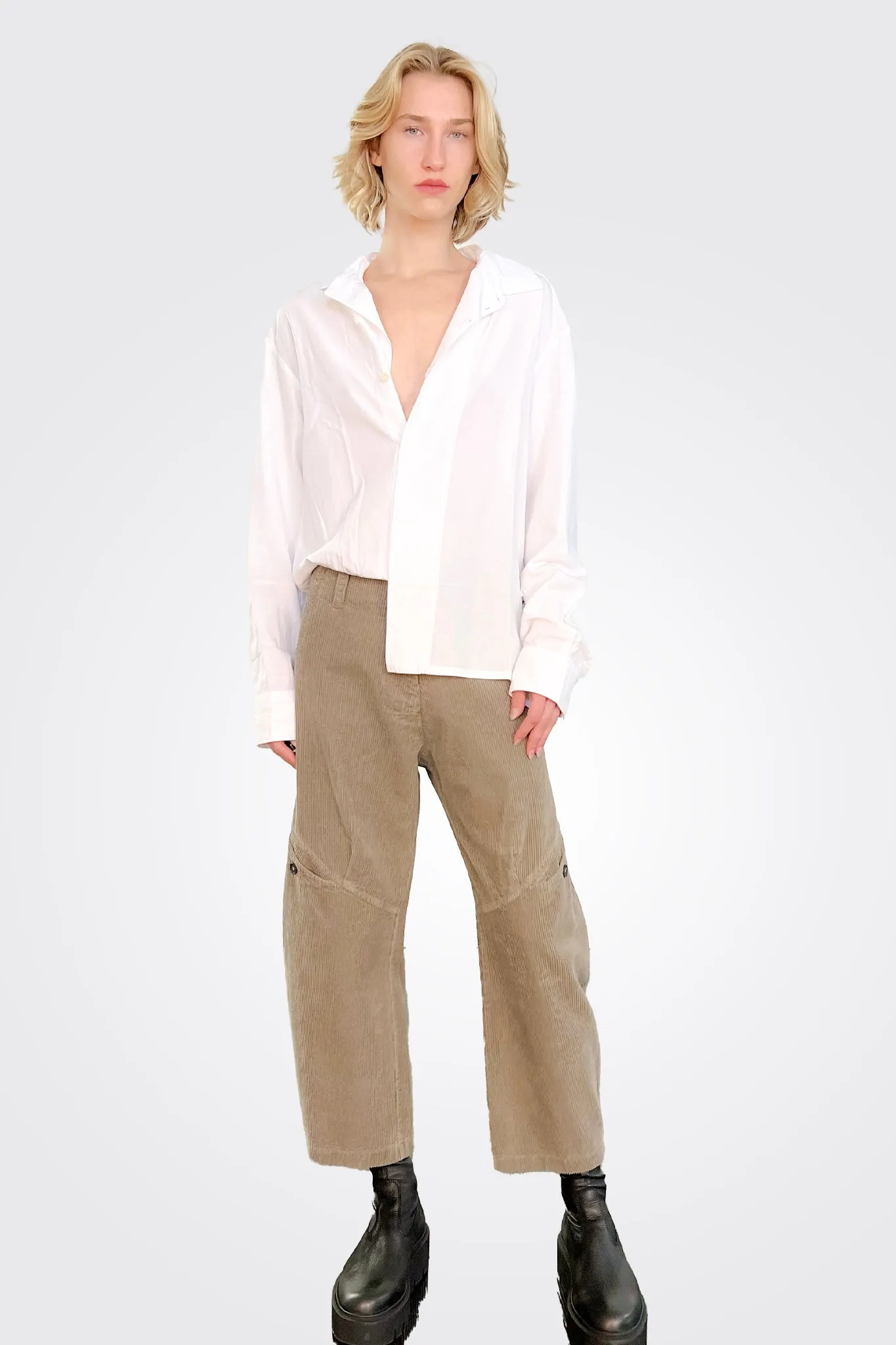 Asymmetrical Button Down Shirt - White