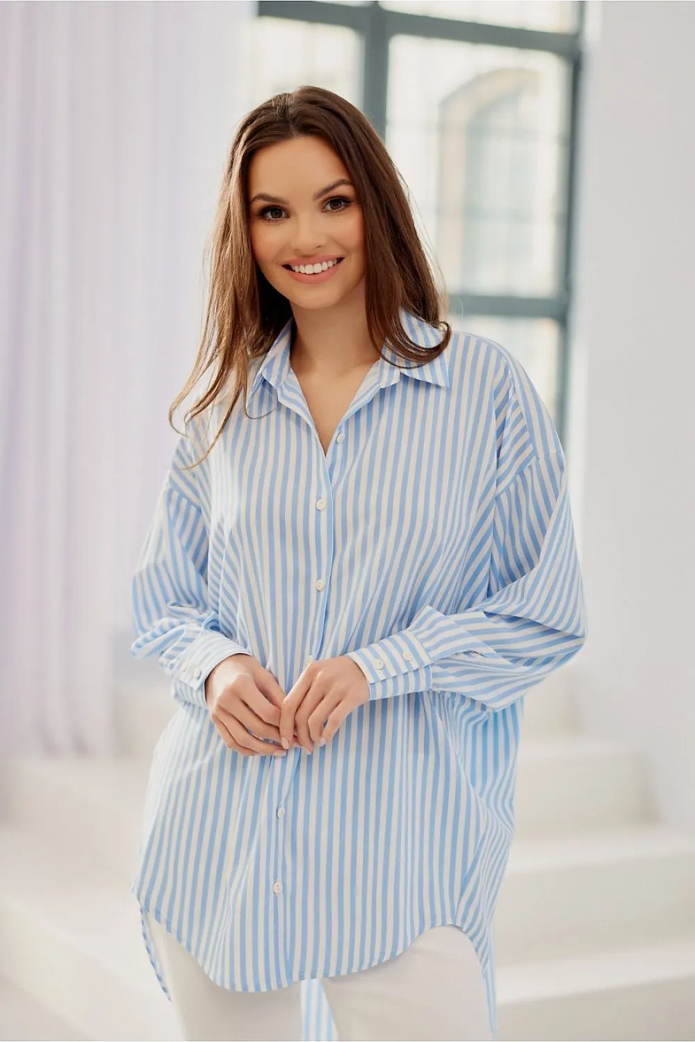 Asymmetrical Oversized Button-Up Shirt