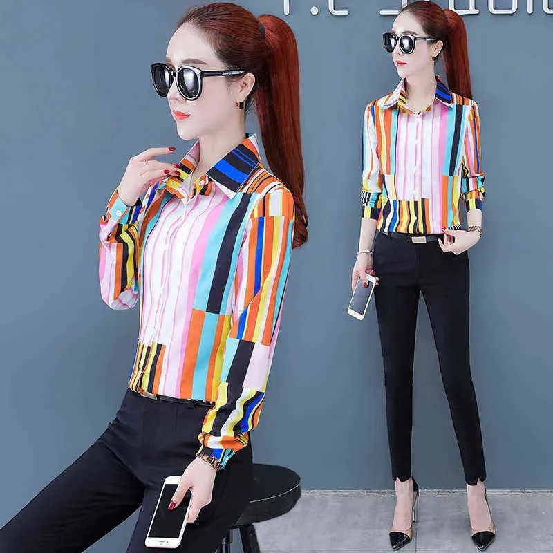 Autumn Womens Button Up Shirt Cotton Tops and Blouses Casual Long Sleeve Ladies Shirts Pink/White Blusas Blusa Feminina Tops