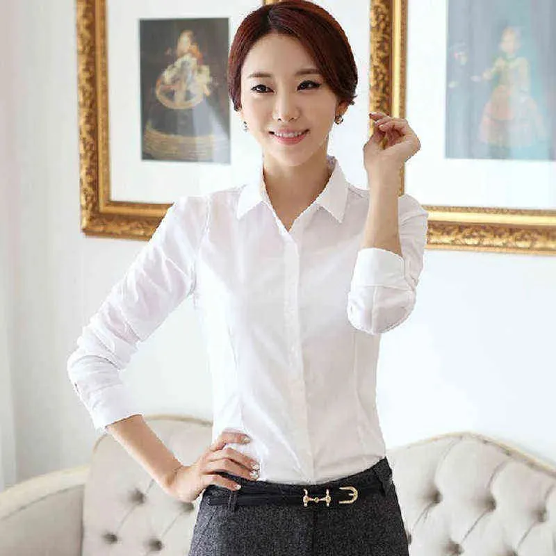 Autumn Womens Button Up Shirt Cotton Tops and Blouses Casual Long Sleeve Ladies Shirts Pink/White Blusas Blusa Feminina Tops