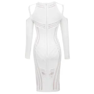 Bandage Bodycon Hollow Out Mesh Runway Dress