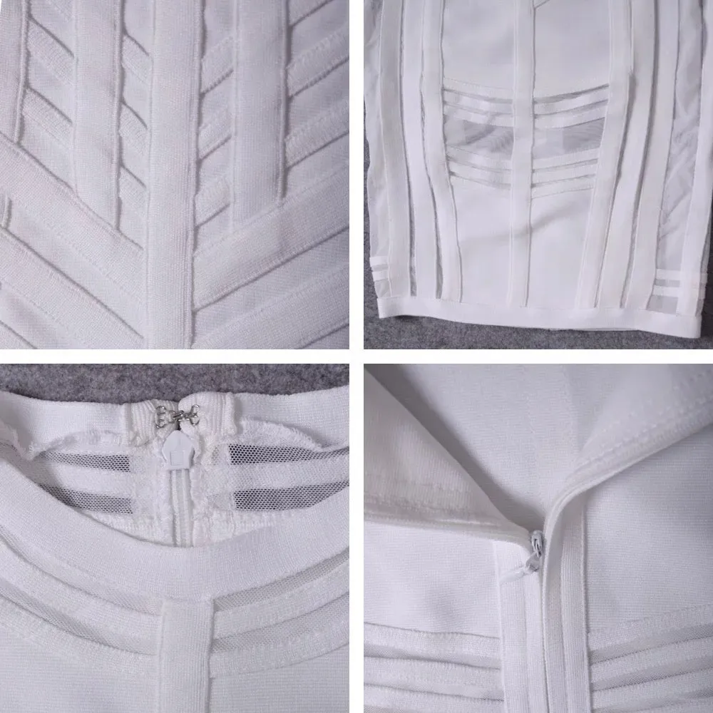 Bandage Bodycon Hollow Out Mesh Runway Dress