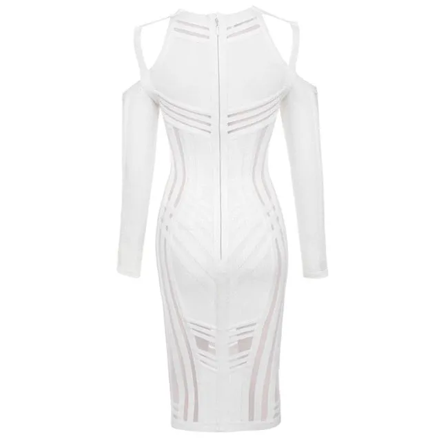 Bandage Bodycon Hollow Out Mesh Runway Dress