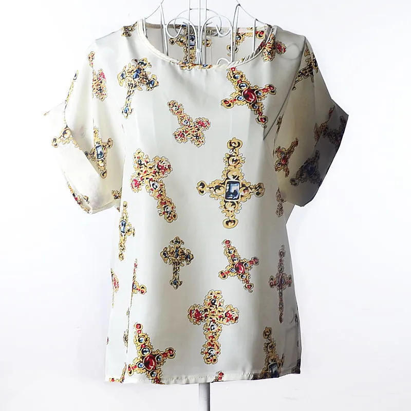 Batwing Sleeve Women Blouses Clothing Casual Chiffon Shirt Tops Heart Animal Stripe Leopard Print Pattern Plus size