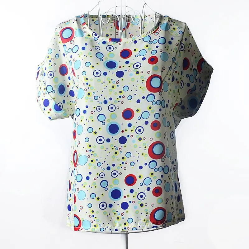 Batwing Sleeve Women Blouses Clothing Casual Chiffon Shirt Tops Heart Animal Stripe Leopard Print Pattern Plus size