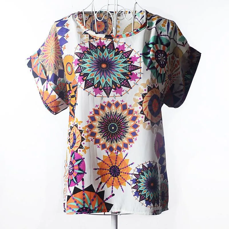 Batwing Sleeve Women Blouses Clothing Casual Chiffon Shirt Tops Heart Animal Stripe Leopard Print Pattern Plus size