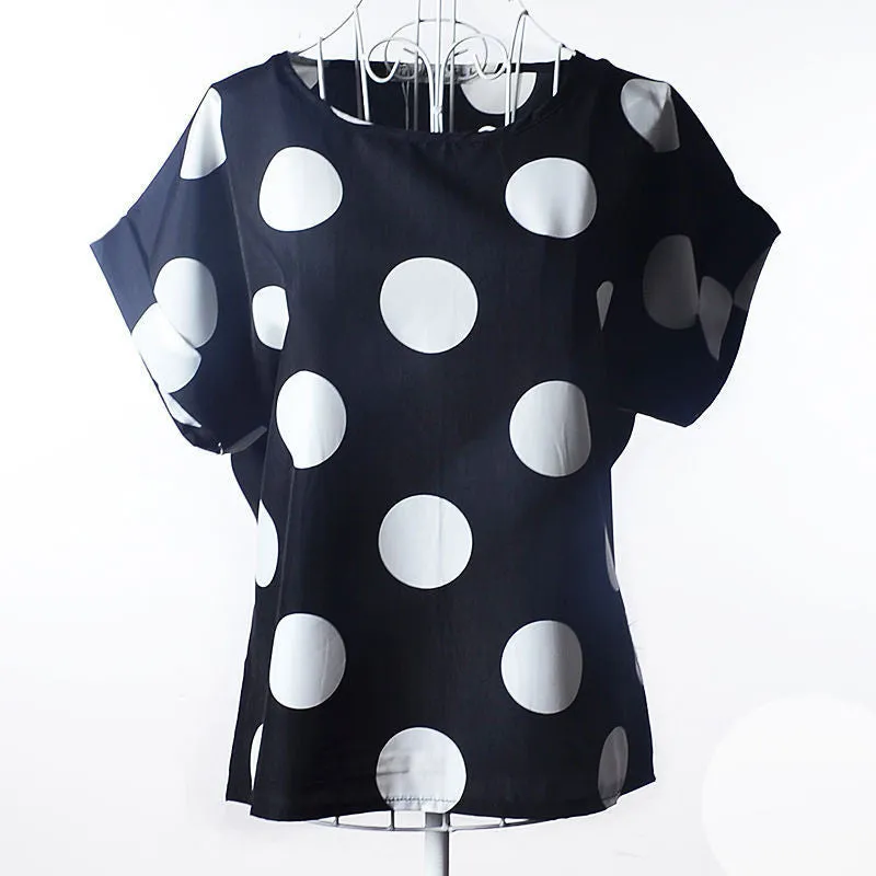 Batwing Sleeve Women Blouses Clothing Casual Chiffon Shirt Tops Heart Animal Stripe Leopard Print Pattern Plus size