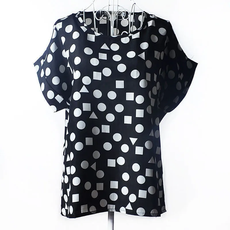 Batwing Sleeve Women Blouses Clothing Casual Chiffon Shirt Tops Heart Animal Stripe Leopard Print Pattern Plus size