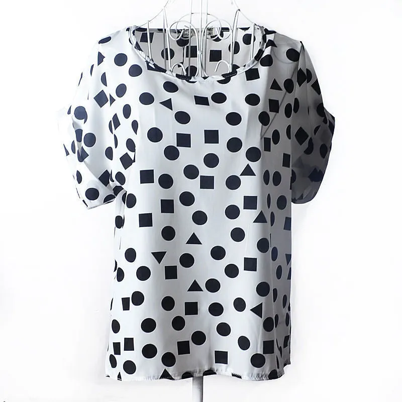 Batwing Sleeve Women Blouses Clothing Casual Chiffon Shirt Tops Heart Animal Stripe Leopard Print Pattern Plus size