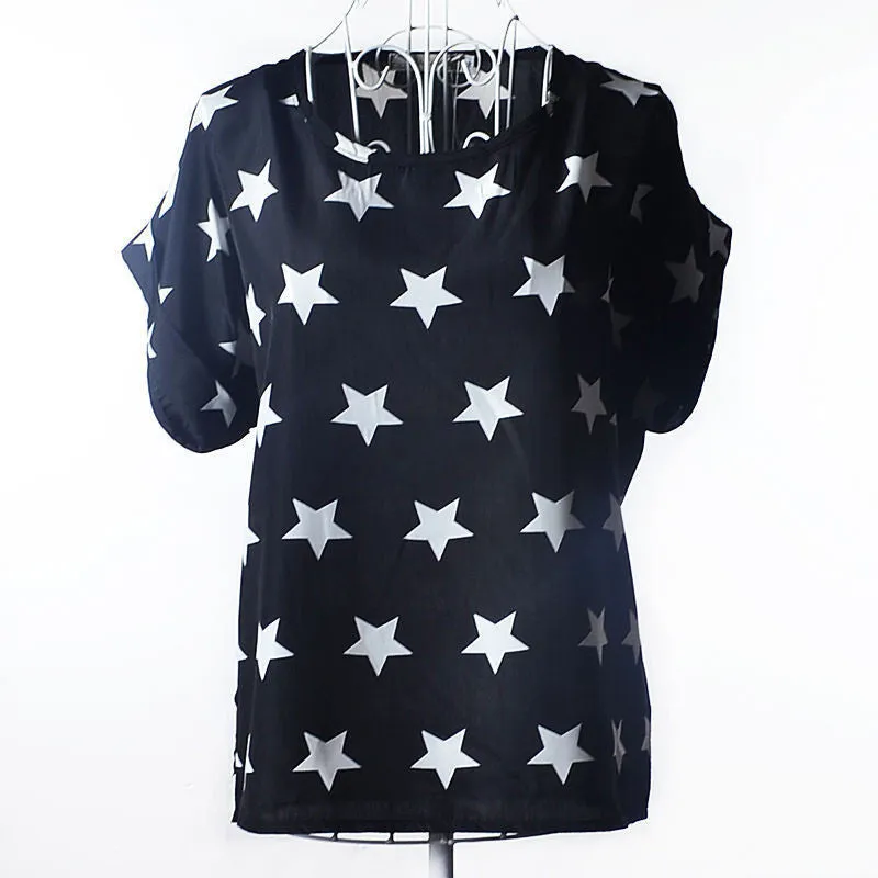 Batwing Sleeve Women Blouses Clothing Casual Chiffon Shirt Tops Heart Animal Stripe Leopard Print Pattern Plus size