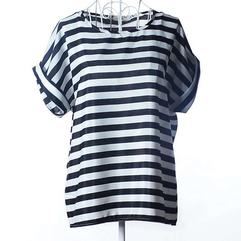 Batwing Sleeve Women Blouses Clothing Casual Chiffon Shirt Tops Heart Animal Stripe Leopard Print Pattern Plus size