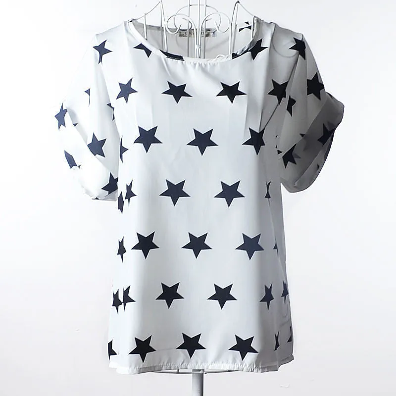 Batwing Sleeve Women Blouses Clothing Casual Chiffon Shirt Tops Heart Animal Stripe Leopard Print Pattern Plus size