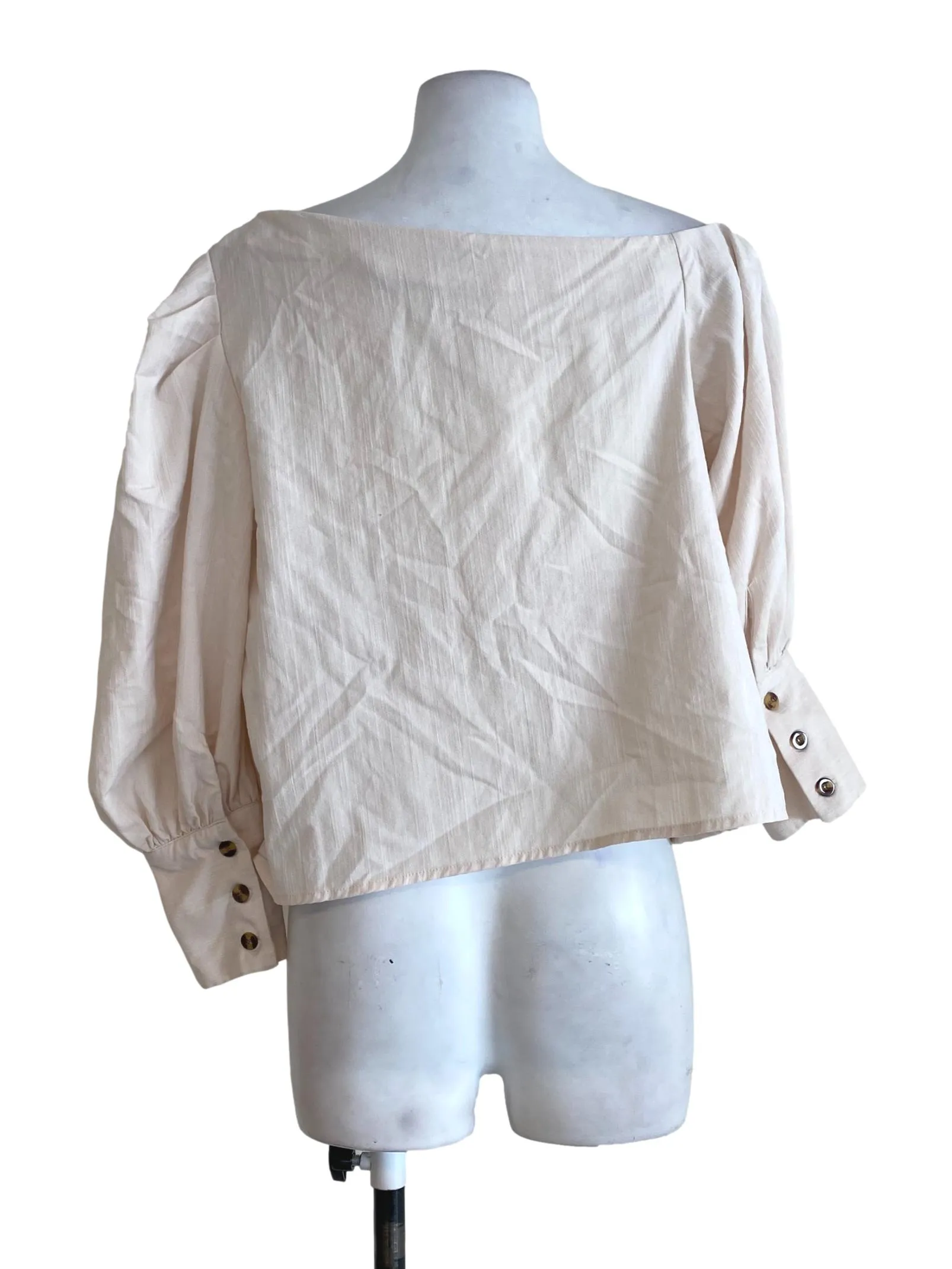 Beige Asymmetrical Neck Blouse