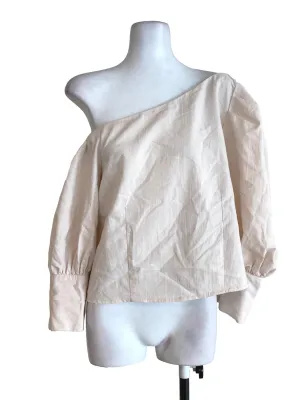Beige Asymmetrical Neck Blouse