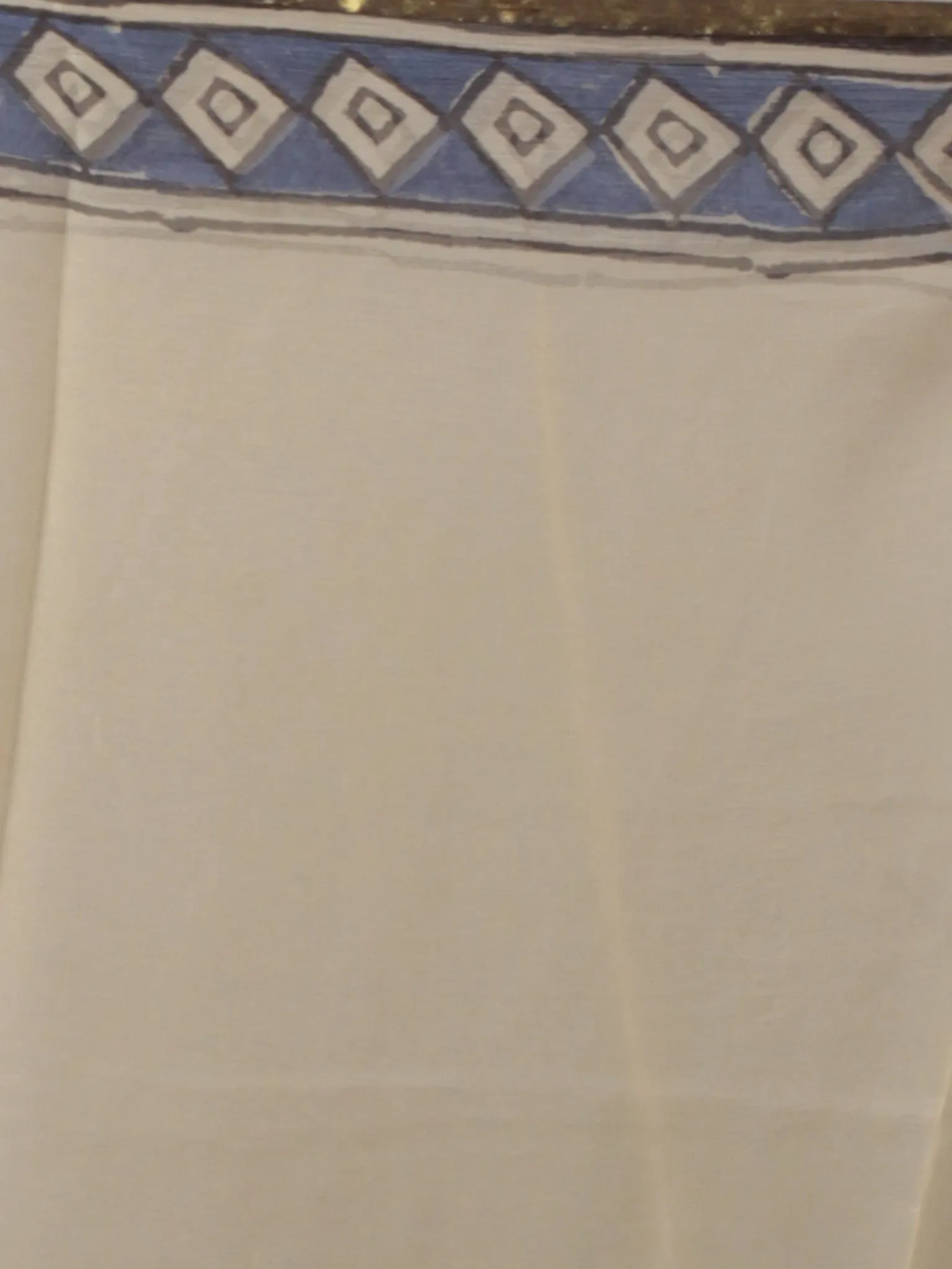 Beige Black Blue Red Hand Block Printed Chiffon Saree - S031701860