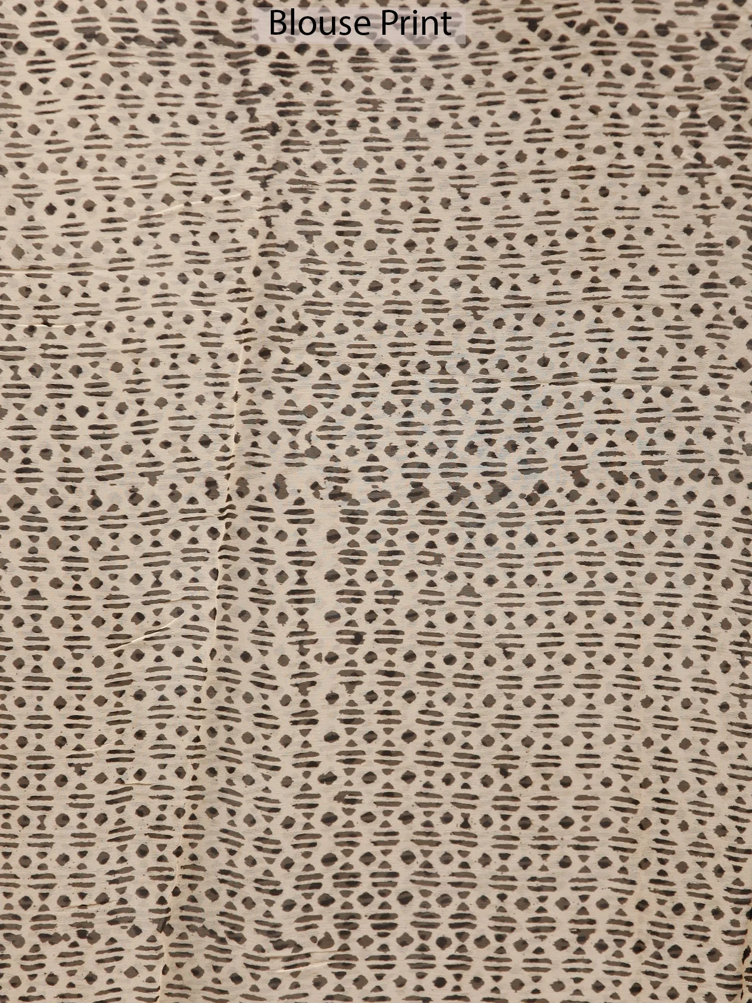 Beige Rust Brown Black Hand Block Printed Chiffon Saree with Zari Border - S031703494