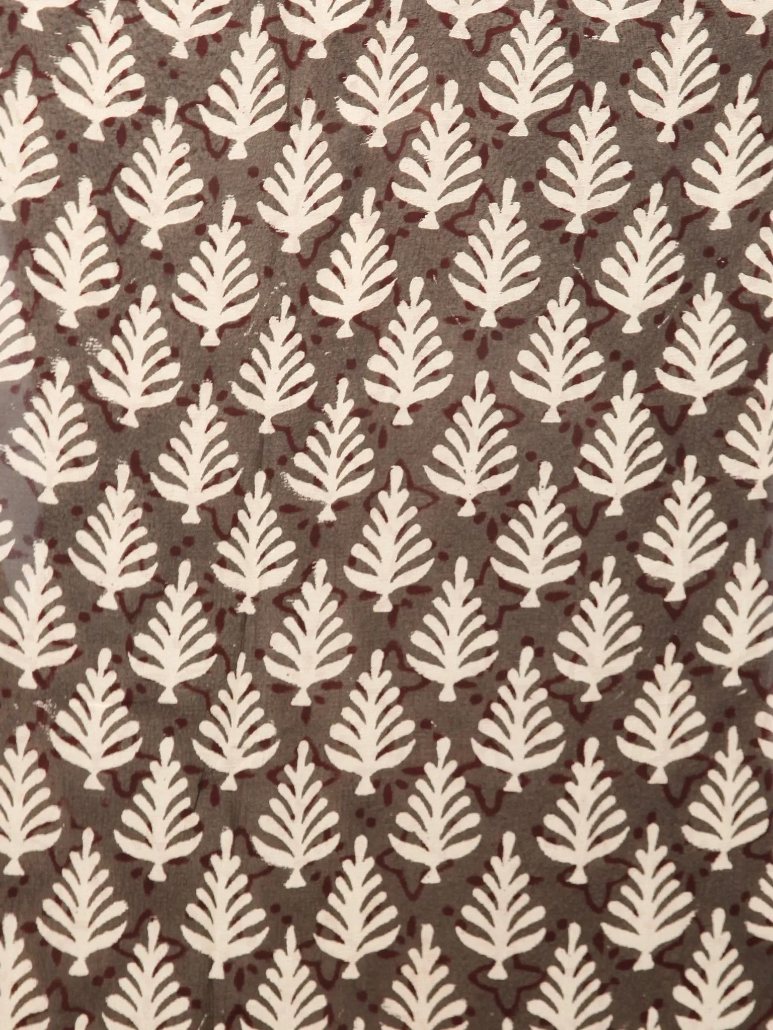 Black Beige Maroon Hand Block Printed Chiffon Saree with Zari Border - S031703420