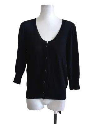 Black Knitted Button Top