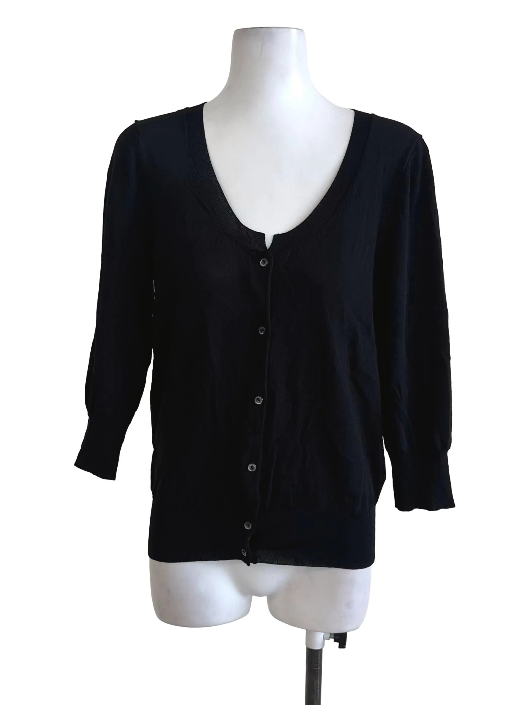 Black Knitted Button Top