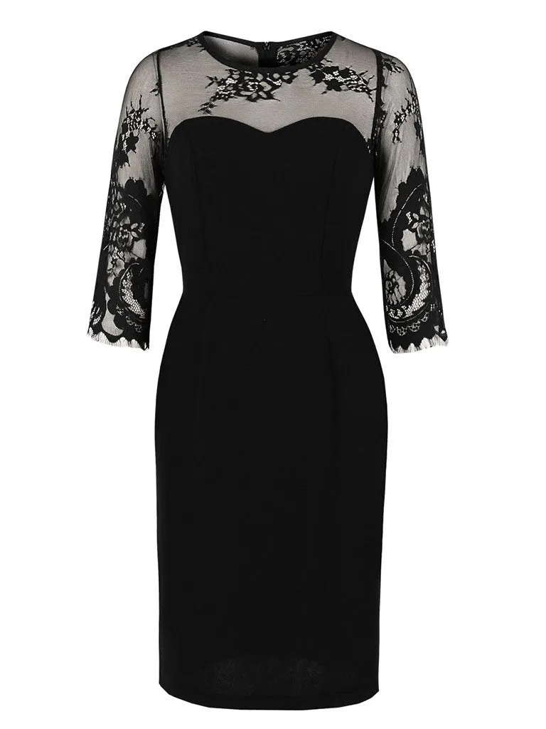 Black Lace 1960S Vintage Bodycon Dress