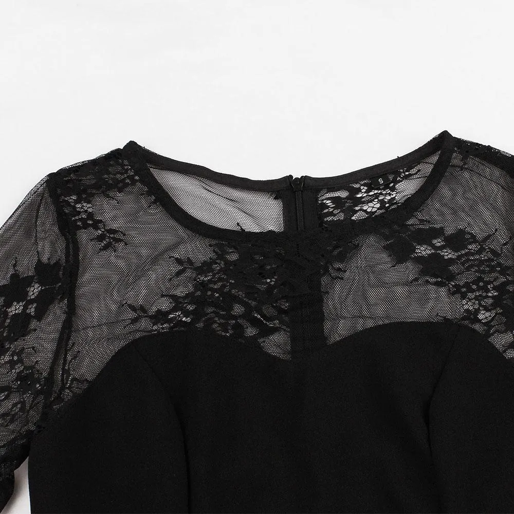 Black Lace 1960S Vintage Bodycon Dress
