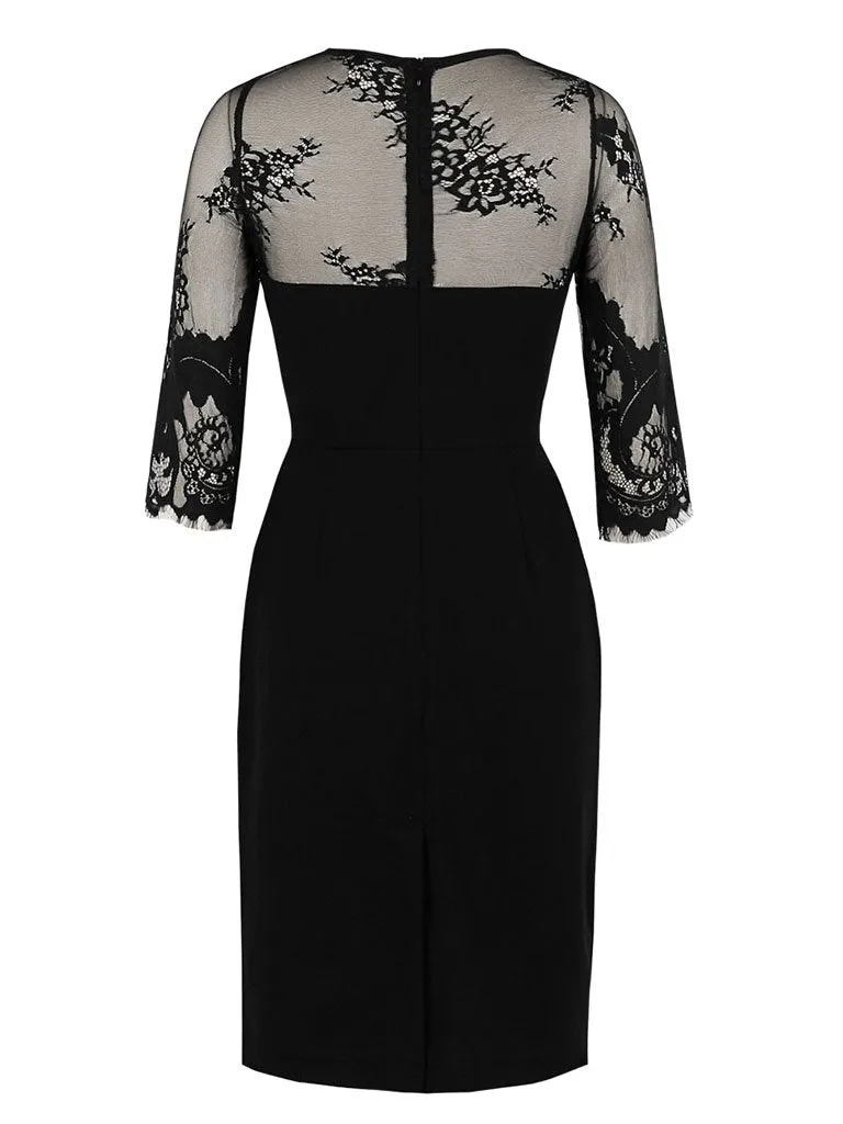 Black Lace 1960S Vintage Bodycon Dress