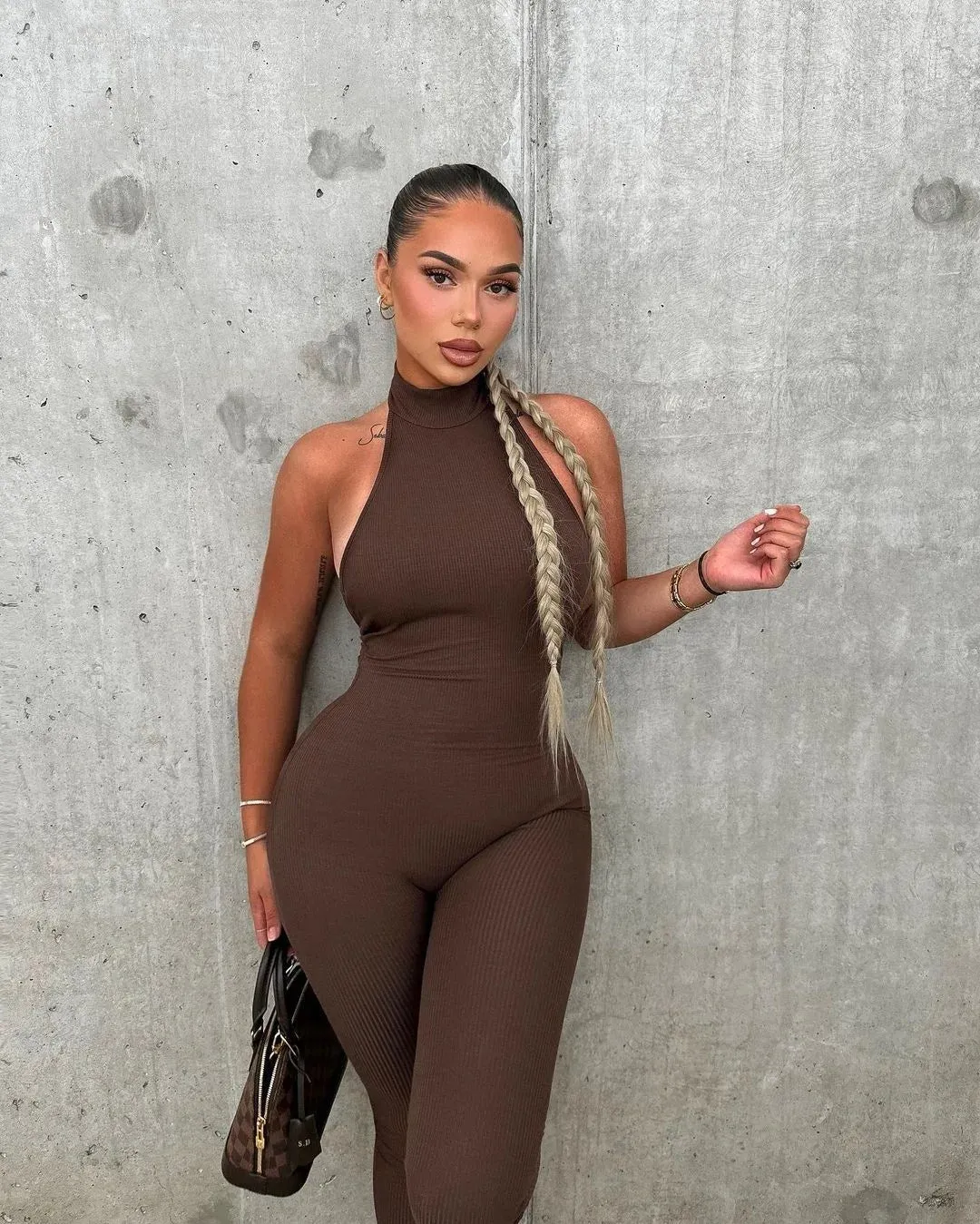 Black Sleeveless Turtleneck Backless Bodycon Dress