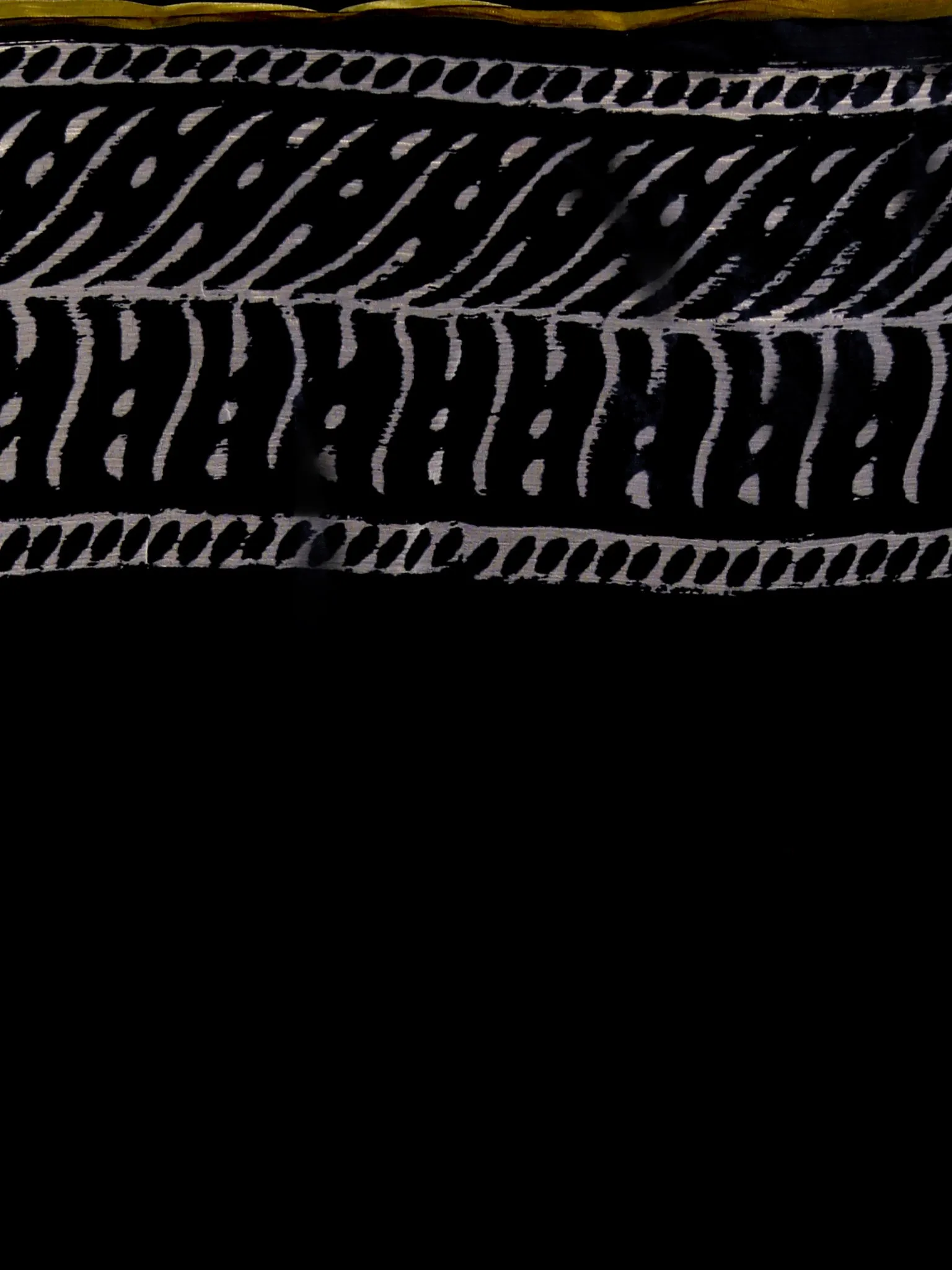 Black White Red Hand Block Printed Chiffon Saree - S031702317