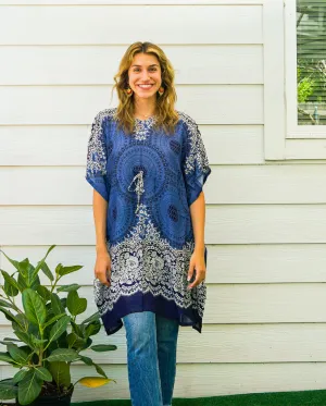 Blue Mandala Kaftan Blouse Tunic