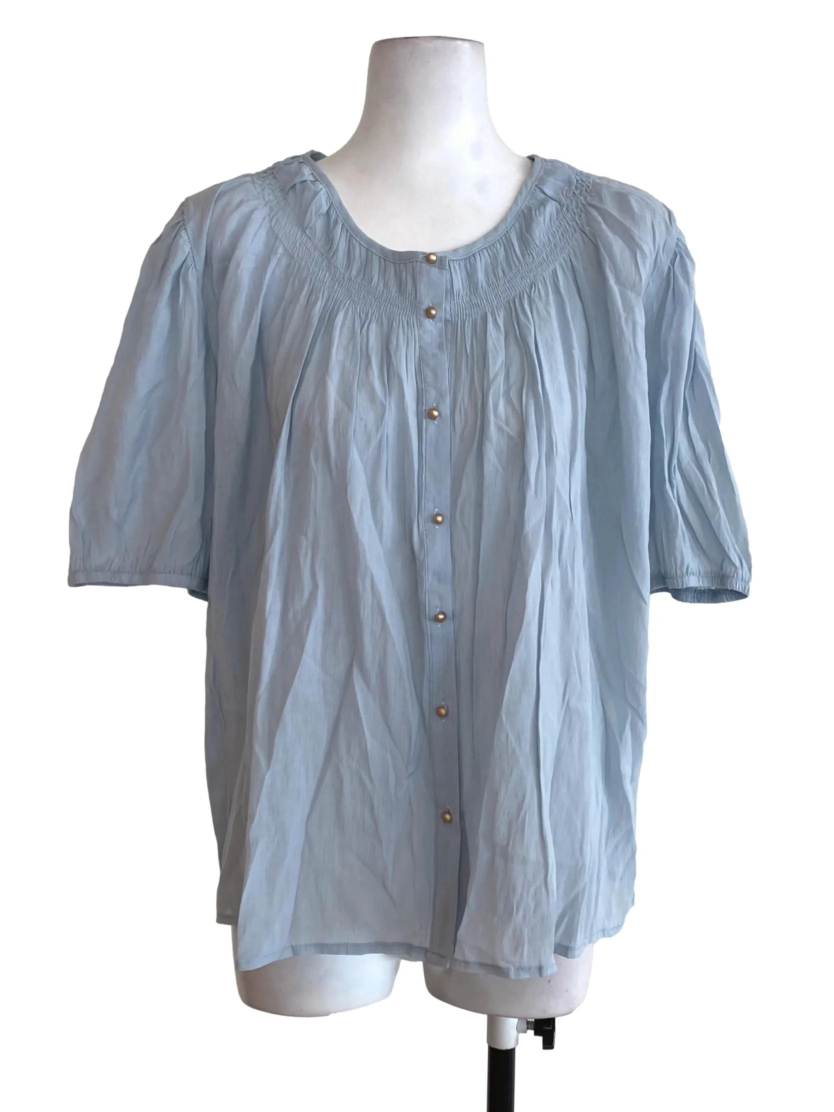 Blue Round Neck Blouse