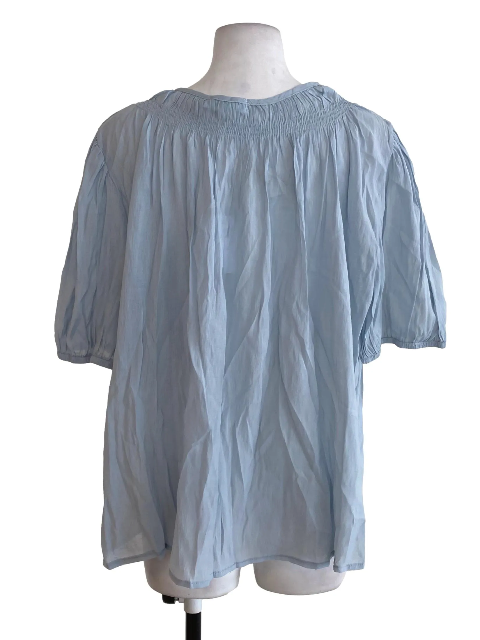 Blue Round Neck Blouse