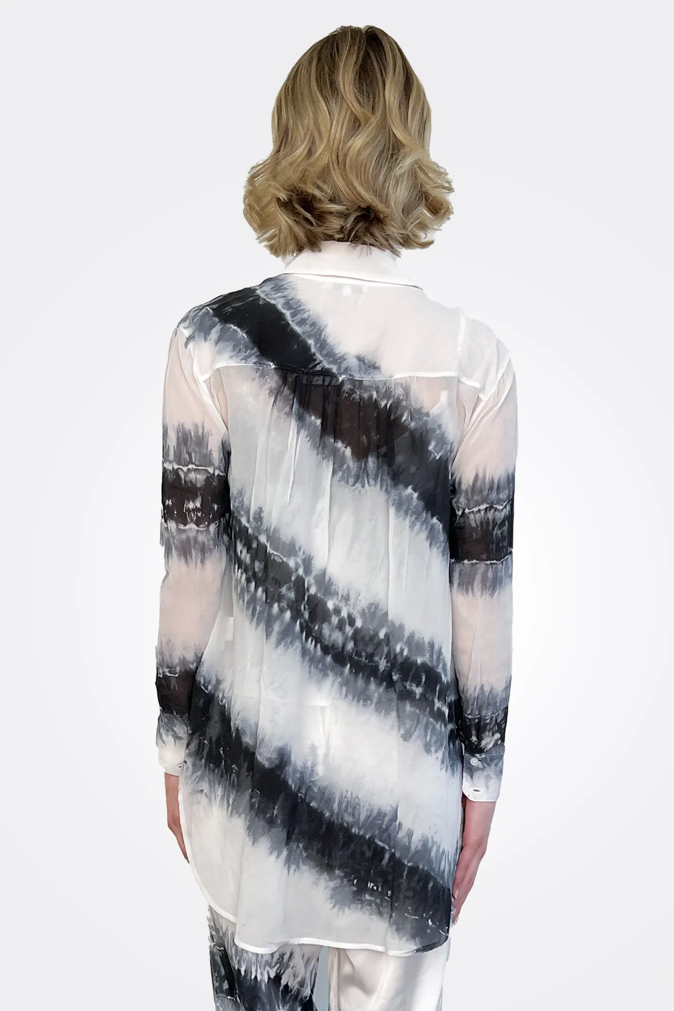 Boyfriend Button Down Shirt - Black White Stripe