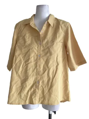 Butter Yellow Button Up Blouse Top