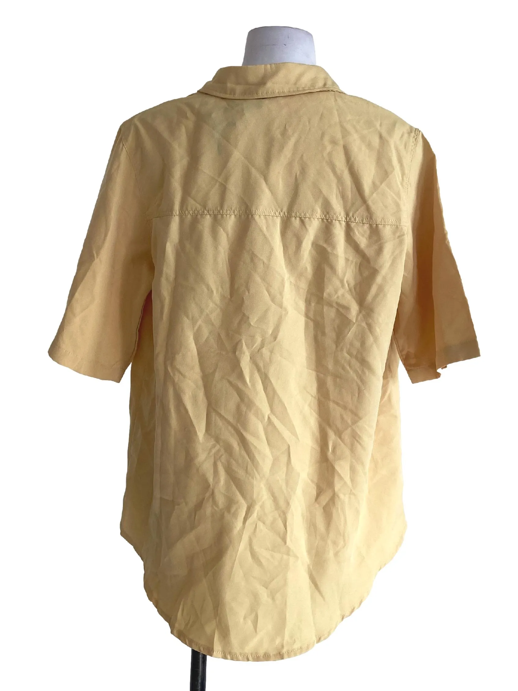 Butter Yellow Button Up Blouse Top
