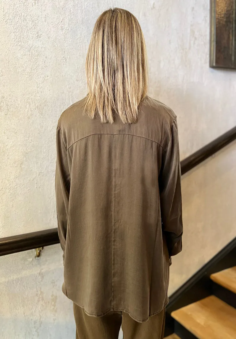 Button Down Blouse - Brown