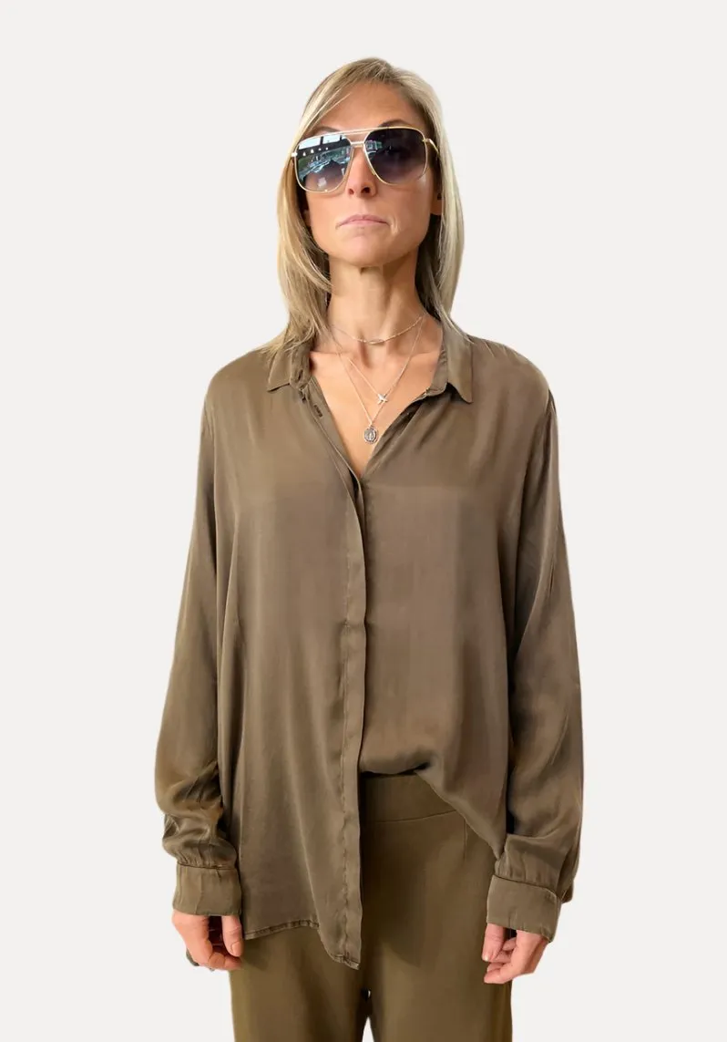 Button Down Blouse - Brown