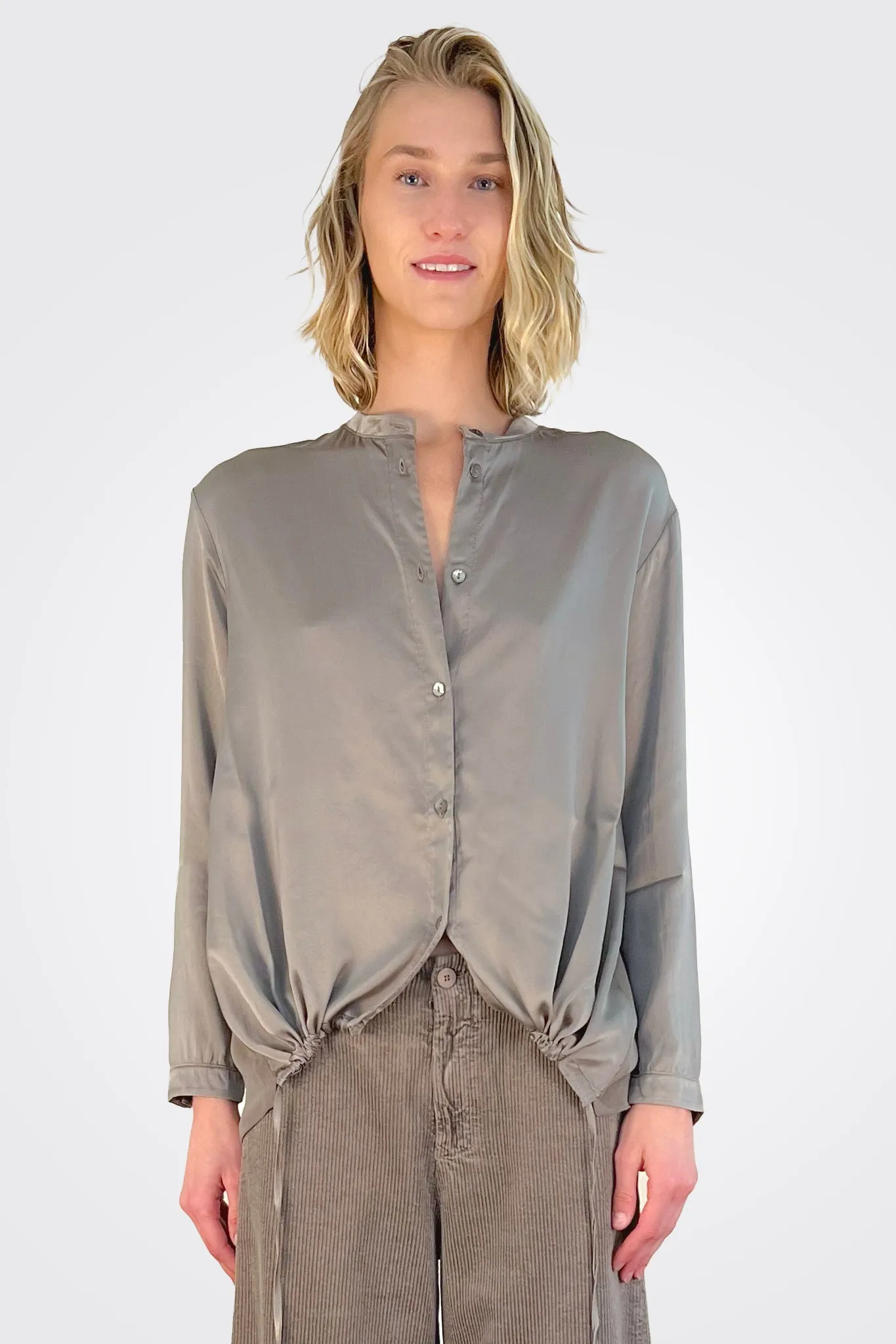 Button Down Tie Shirt - Taupe