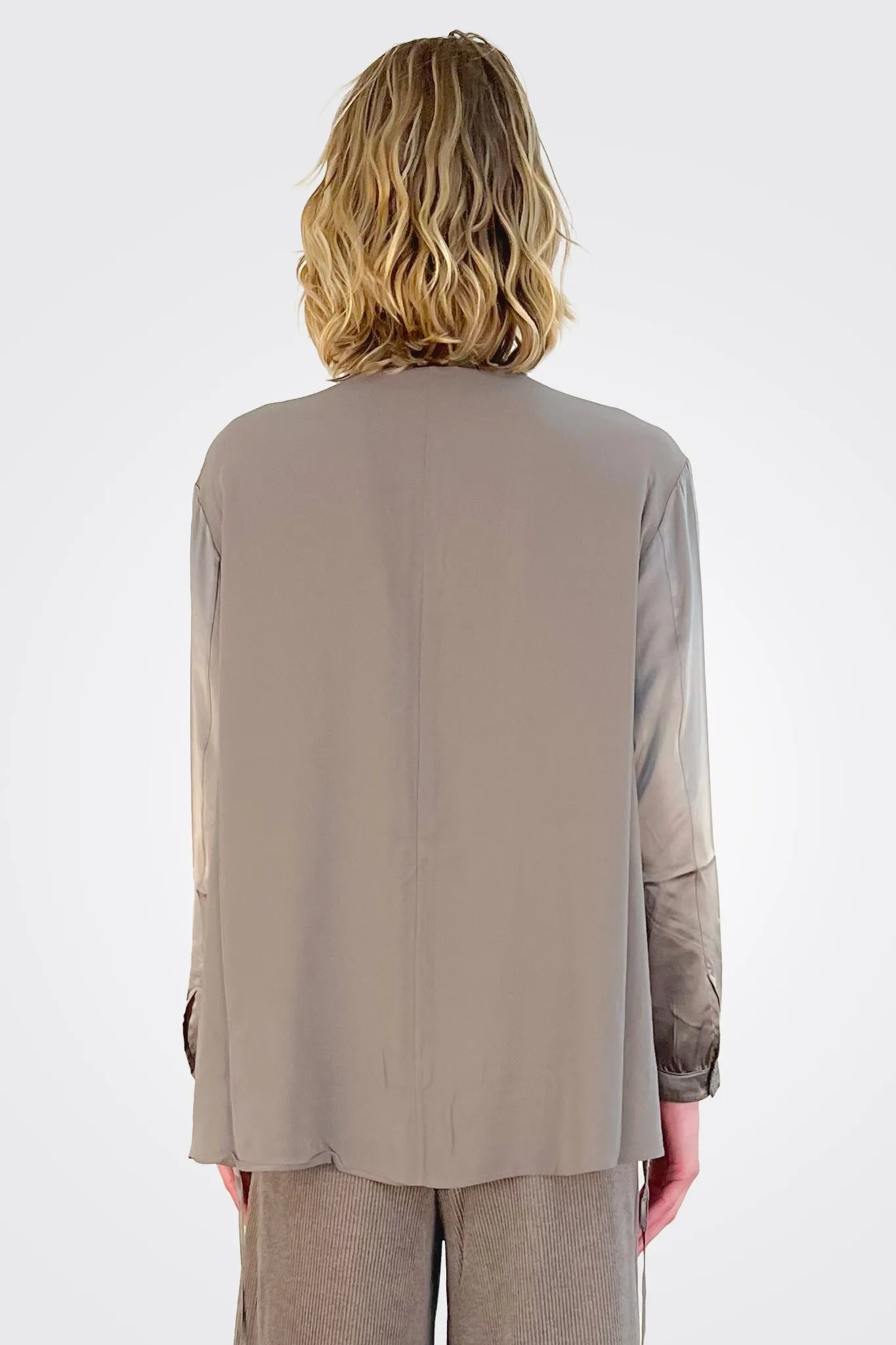 Button Down Tie Shirt - Taupe